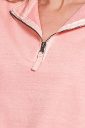 Zenana F/terry Pigment Dye & Enzyme Washing Half Zip Top